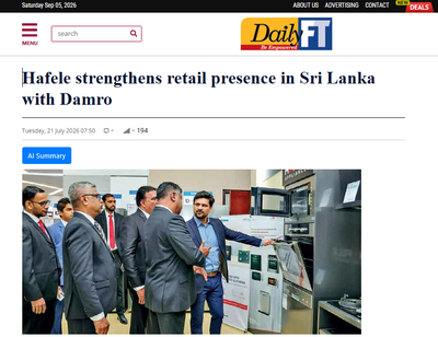 Hafele strengthens retail presence in Sri Lanka with Damro