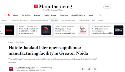 Hafele-backed Isler opens appliance manufacturing facility in Greater Noida