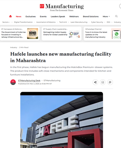 Hafele launches new manufacturing facility in Maharashtra