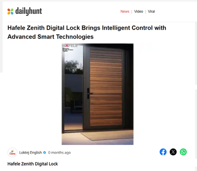 Hafele Zenith Digital Lock Brings Intelligent Control with Advanced Smart Technologies