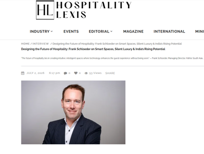 Designing the Future of Hospitality: Frank Schloeder on Smart Spaces, Silent Luxury & India’s Rising Potential